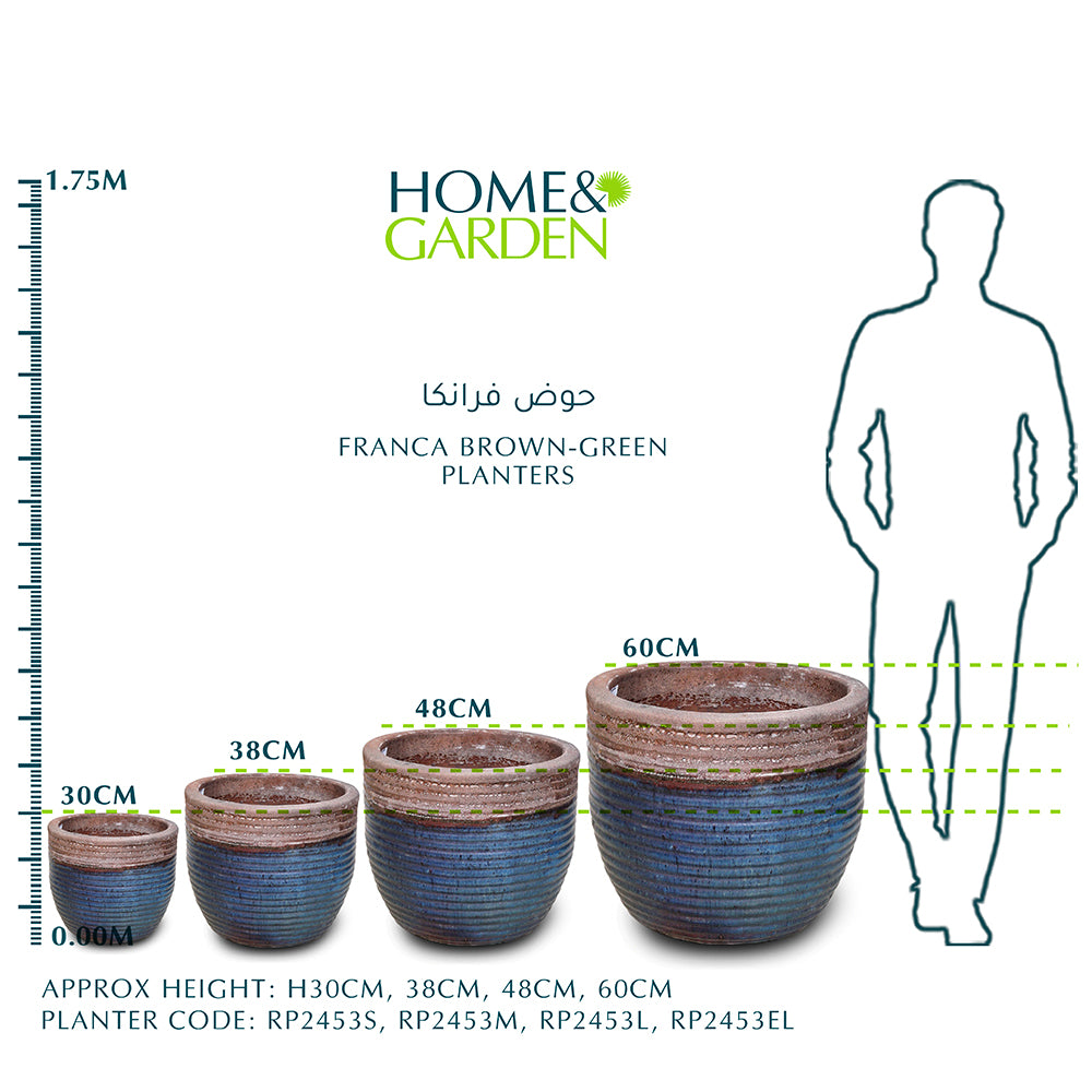 FRANCA BROWN-GREEN PLANTER D56CM - حوض فرانكا