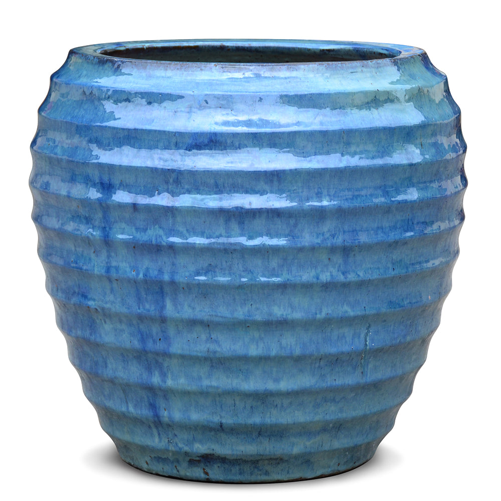 TELFER GLAZED BLUE PLANTER D52CM - حوض تيلفر 52 سم