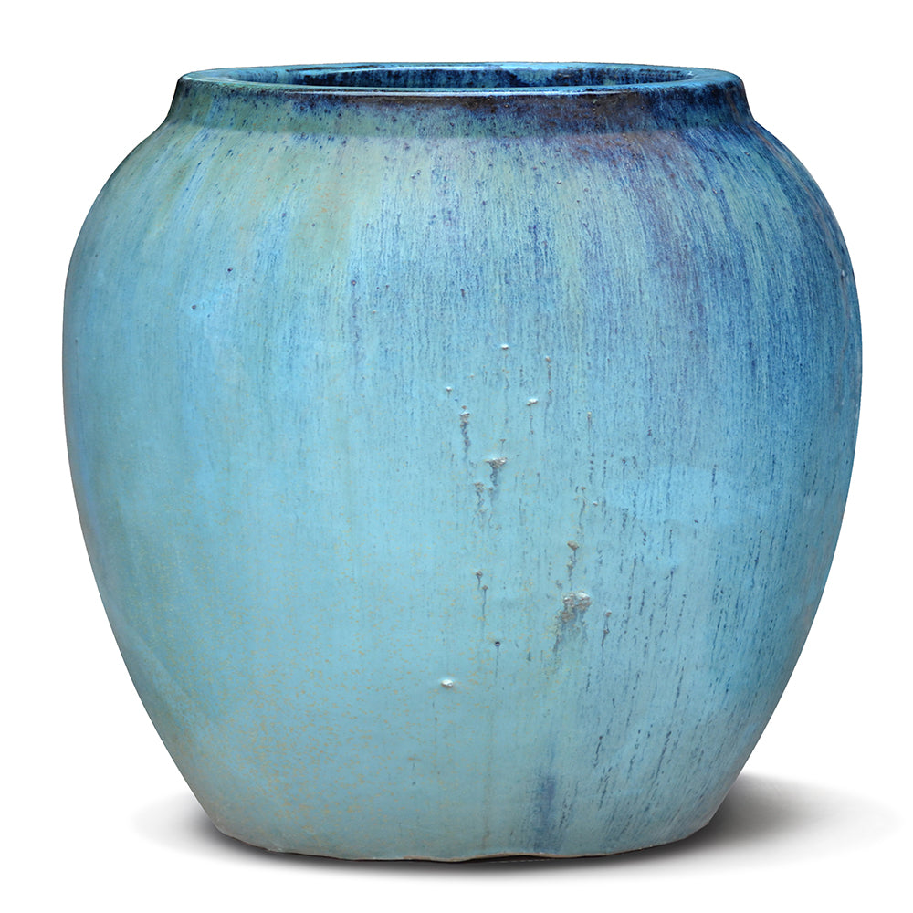 LONGREACH GLAZED BLUE PLANTER D50xH45CM - حوض لونغريتش