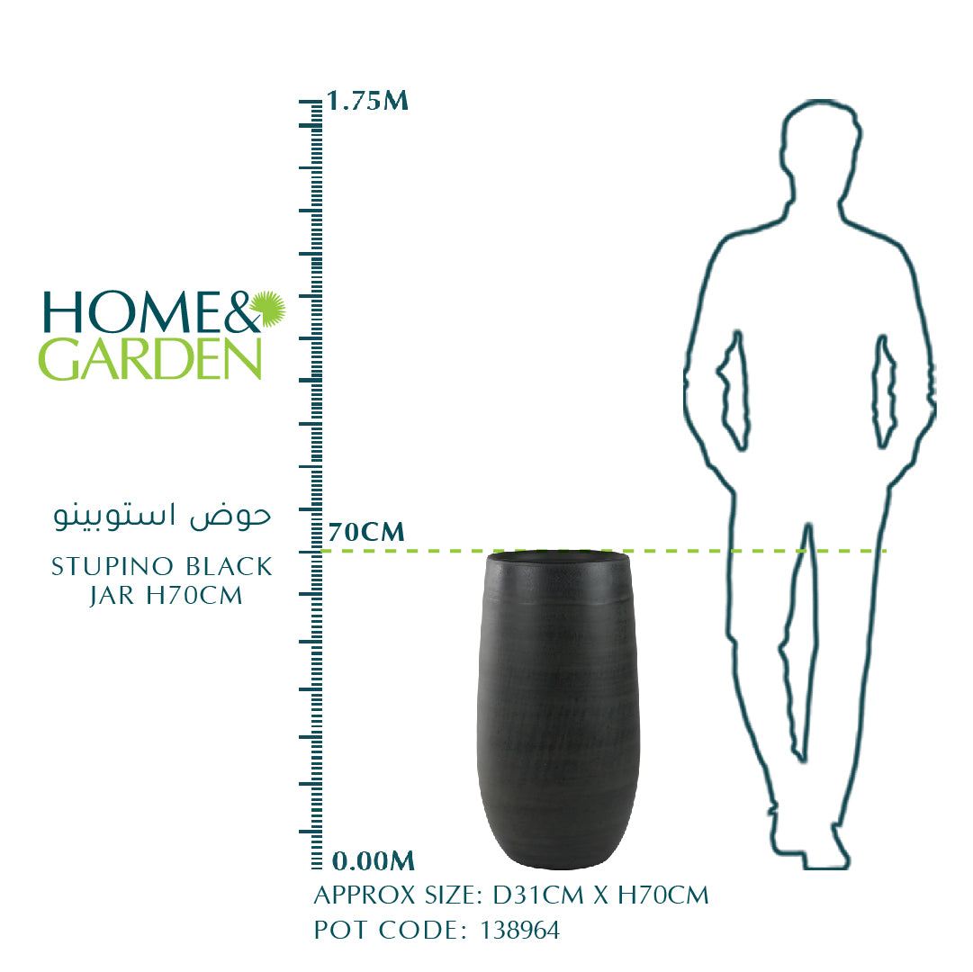 STUPINO BLACK JAR H70CM - حوض استوبينو